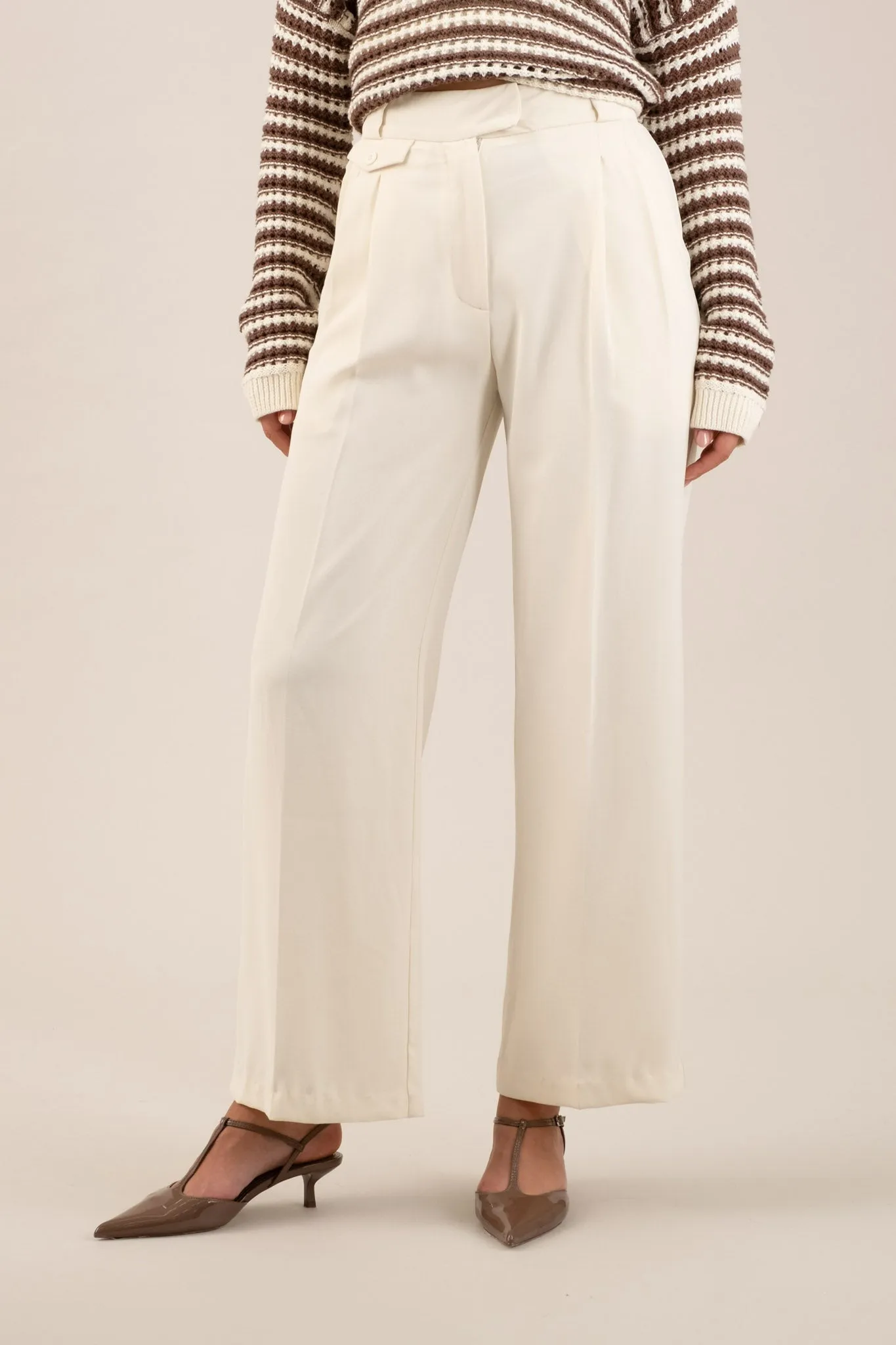 HIGH WAIST WIDE LEG PLEATED DRESS PANTS