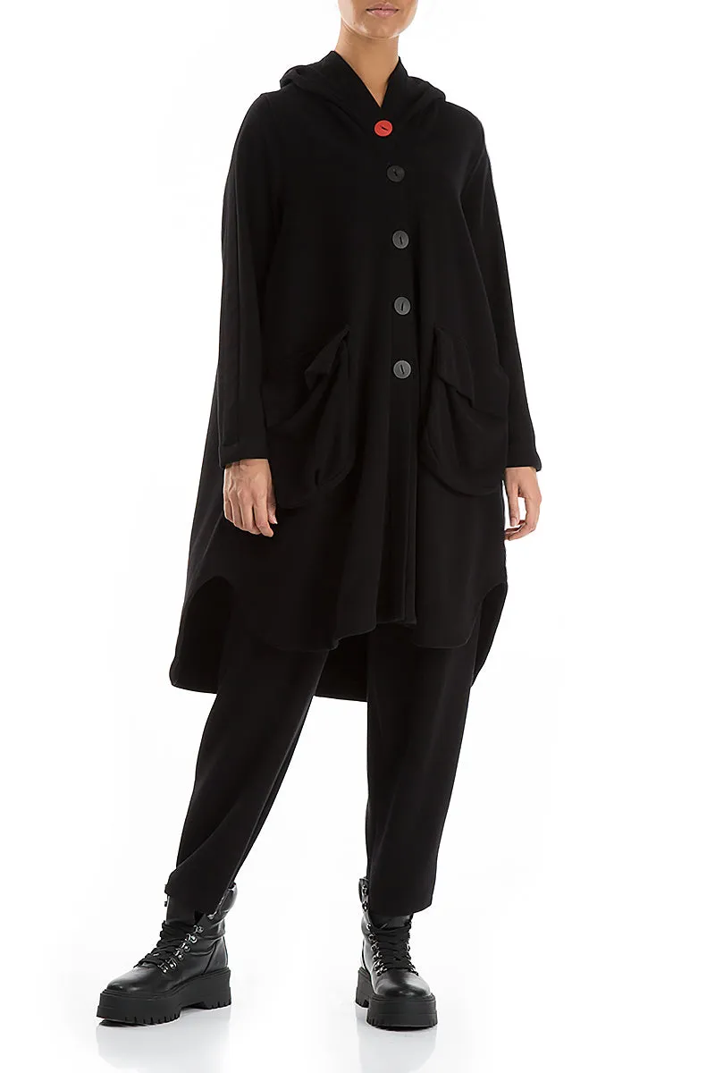 Hooded Oversized Black Jacket-Coat