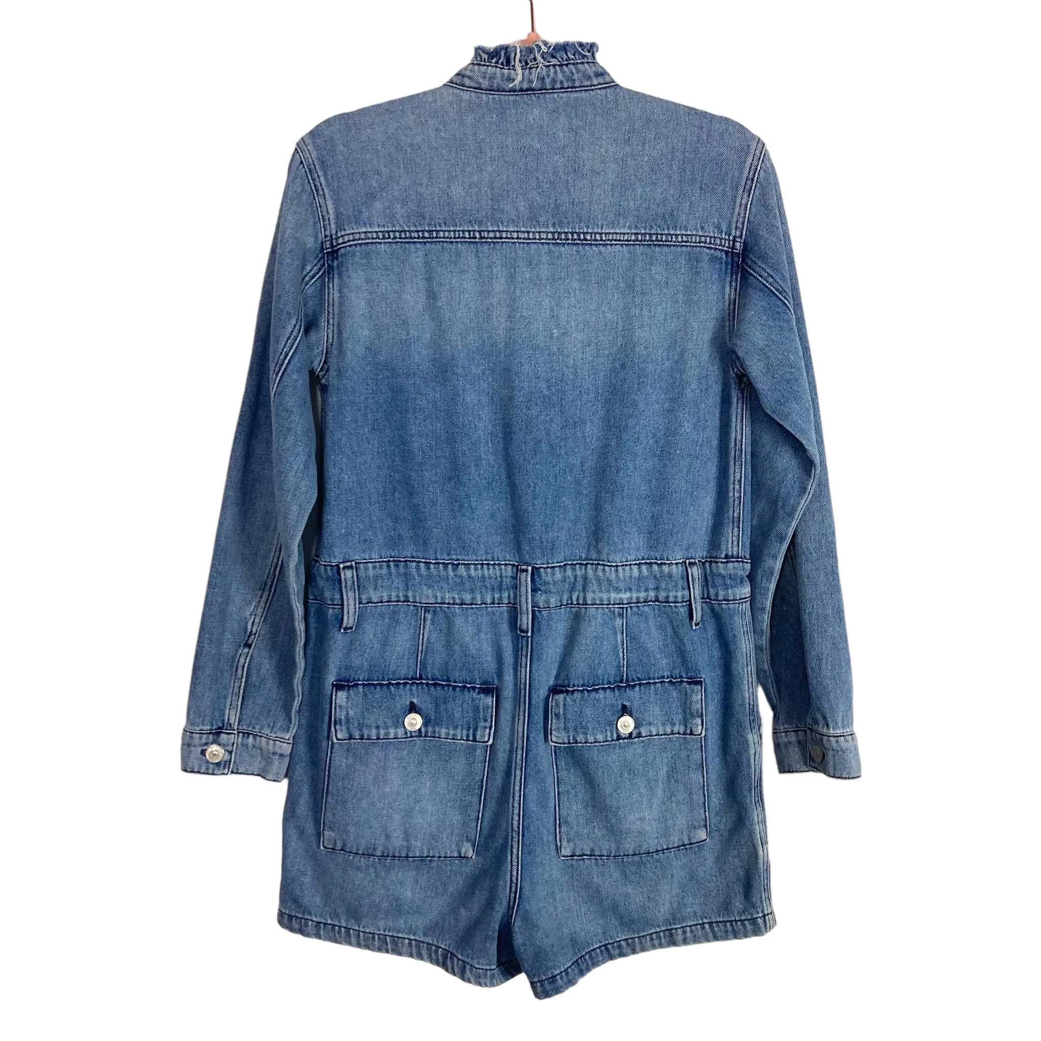 Hudson Los Angeles Denim Distressed Drawstring Romper- Size S (see notes)