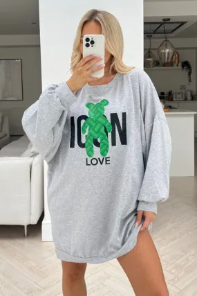 Icon teddy Grey Oversized Tee dress