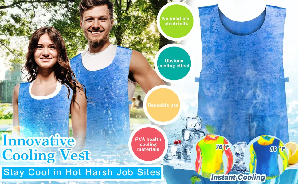 Instant Cooling Vest  -  PVA Water Activated Evaporative Cool Cold Vest