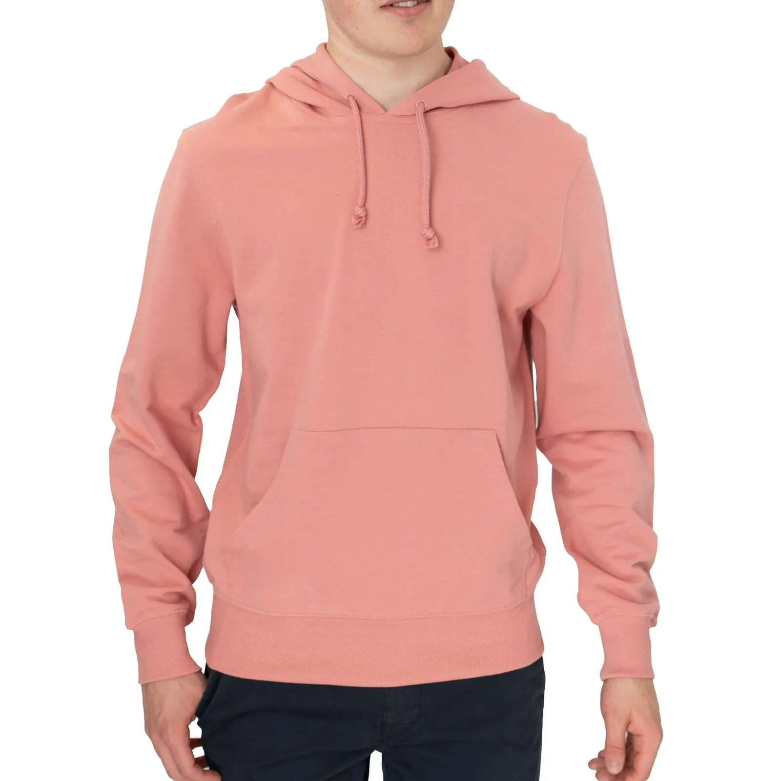 J. Crew Mens Hoodie Pink Kangaroo Pocket Drawstring Hood Long Sleeve Top