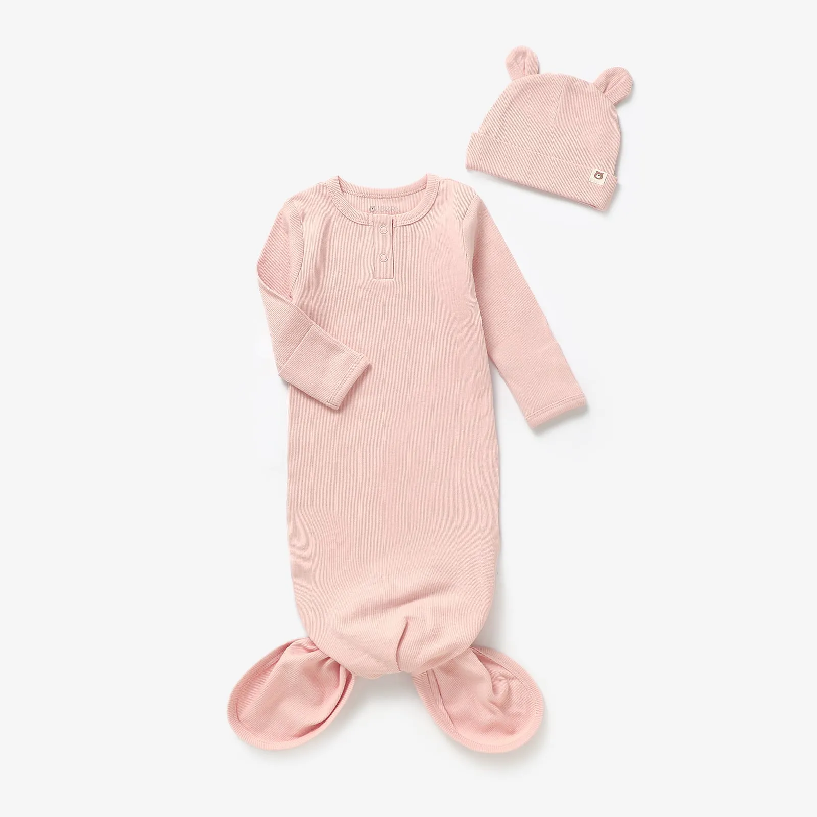 JBØRN Organic Cotton Knotted Baby Gown & Hat