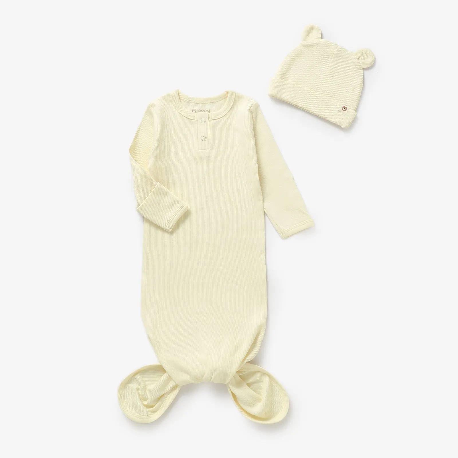 JBØRN Organic Cotton Knotted Baby Gown & Hat