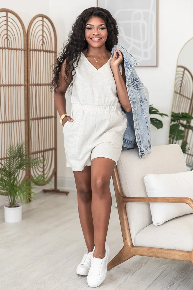 Just Pretend Grey V-neck Romper FINAL SALE