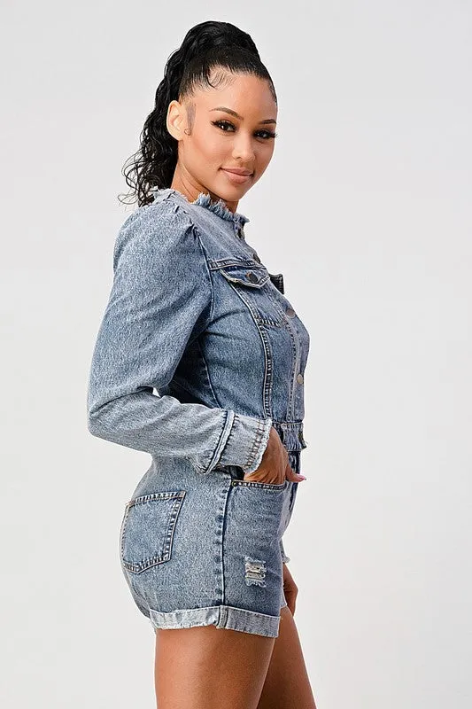 Keep It Cute- Denim Romper