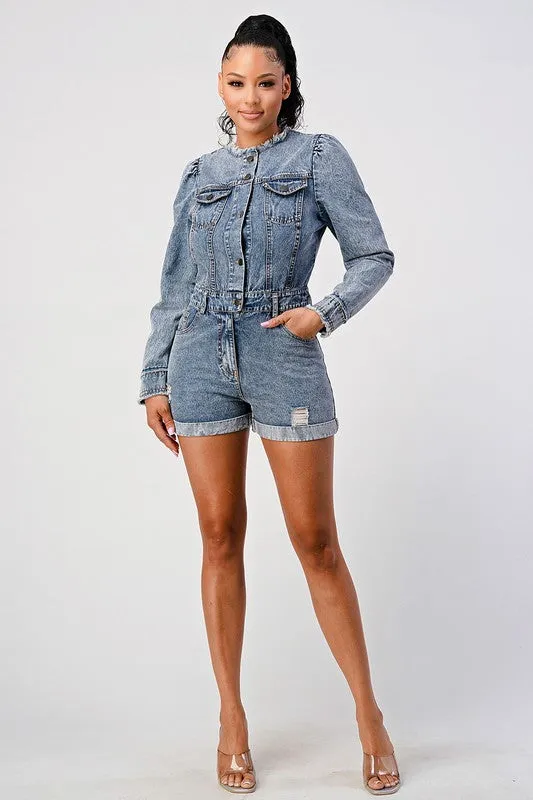 Keep It Cute- Denim Romper