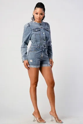 Keep It Cute- Denim Romper