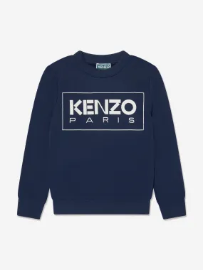 KENZO Boys Logo Print Sweatshirt in Navy