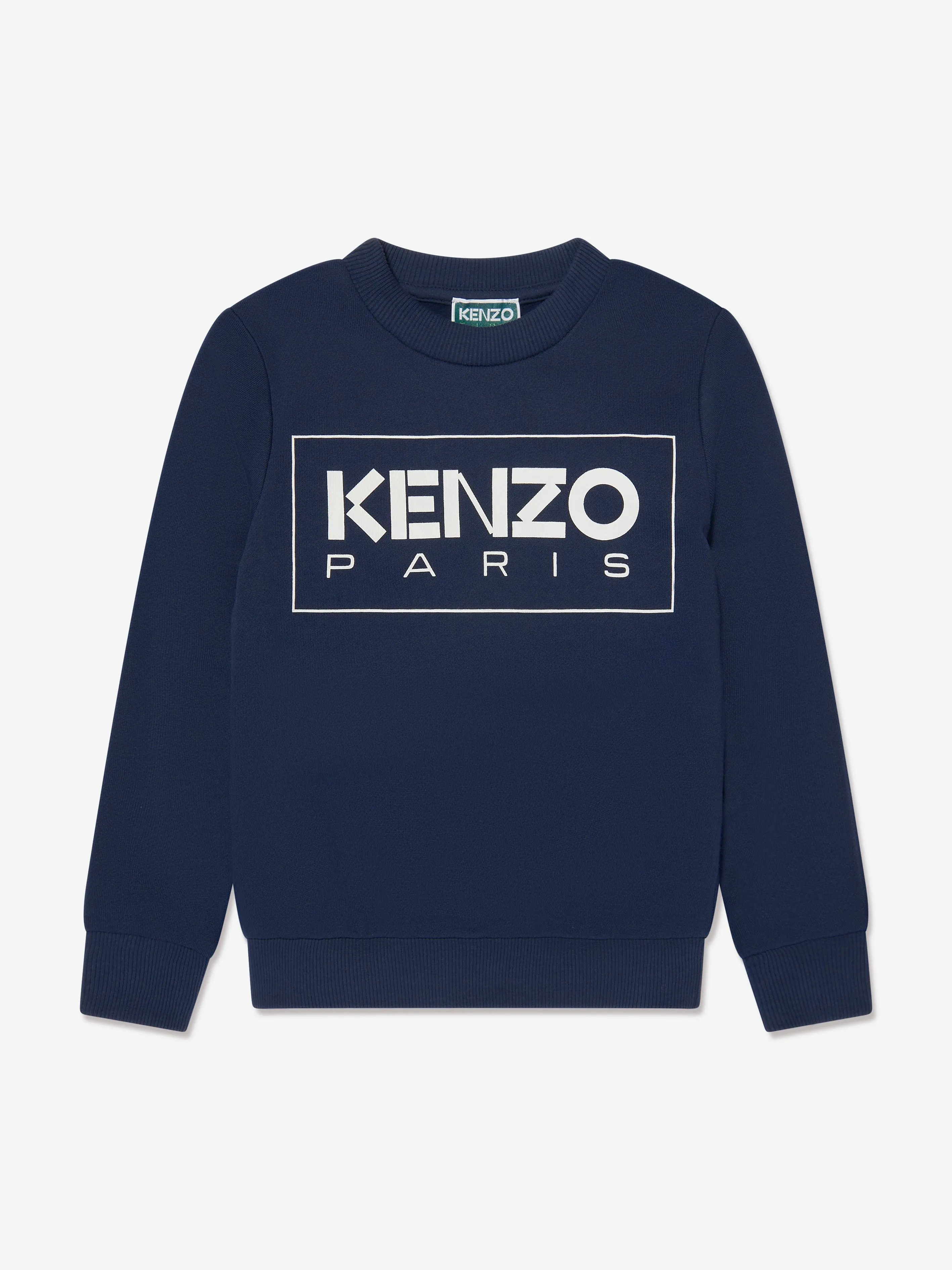 KENZO Boys Logo Print Sweatshirt in Navy