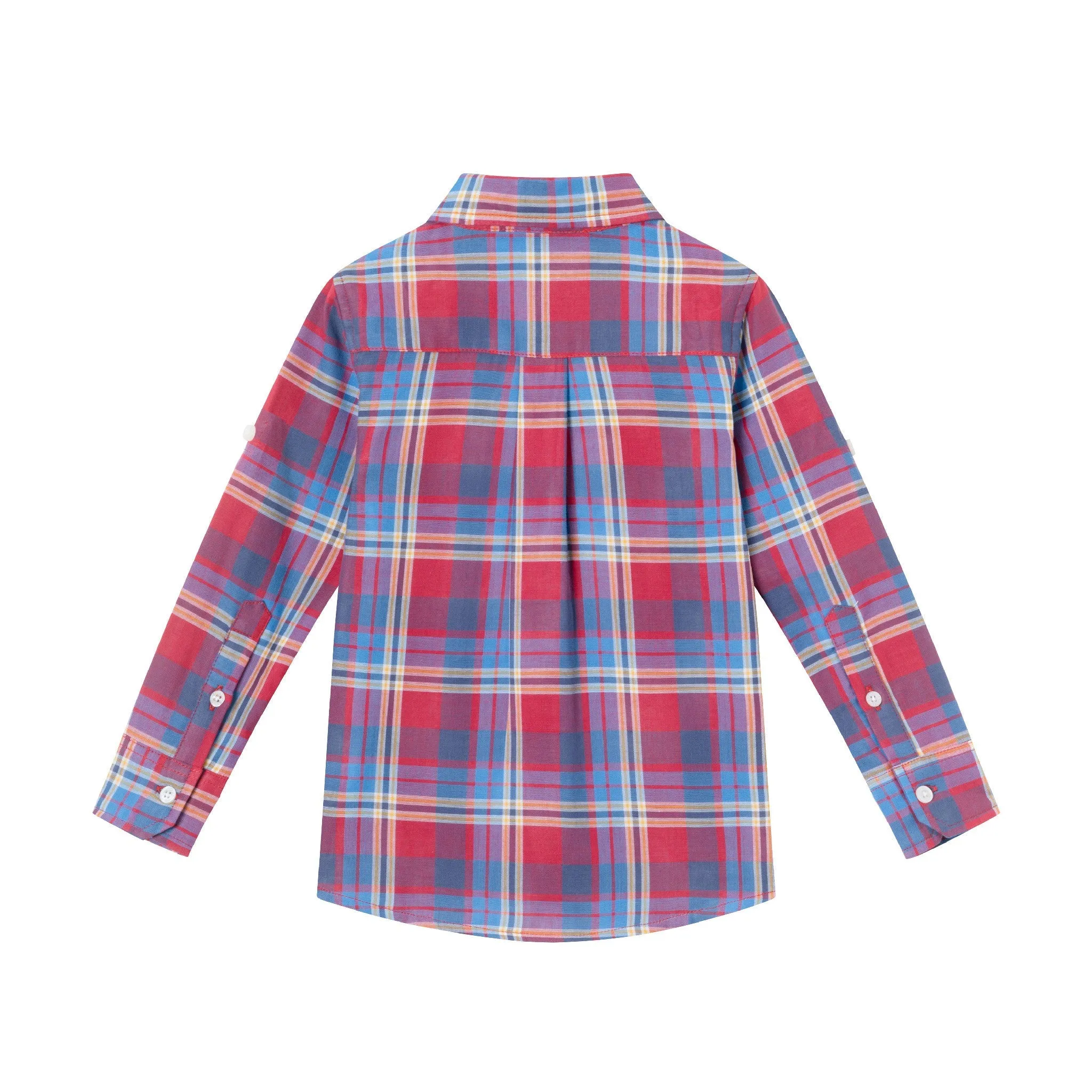 Kids Two Faced Buttondown Shirt | Maroon Plaid