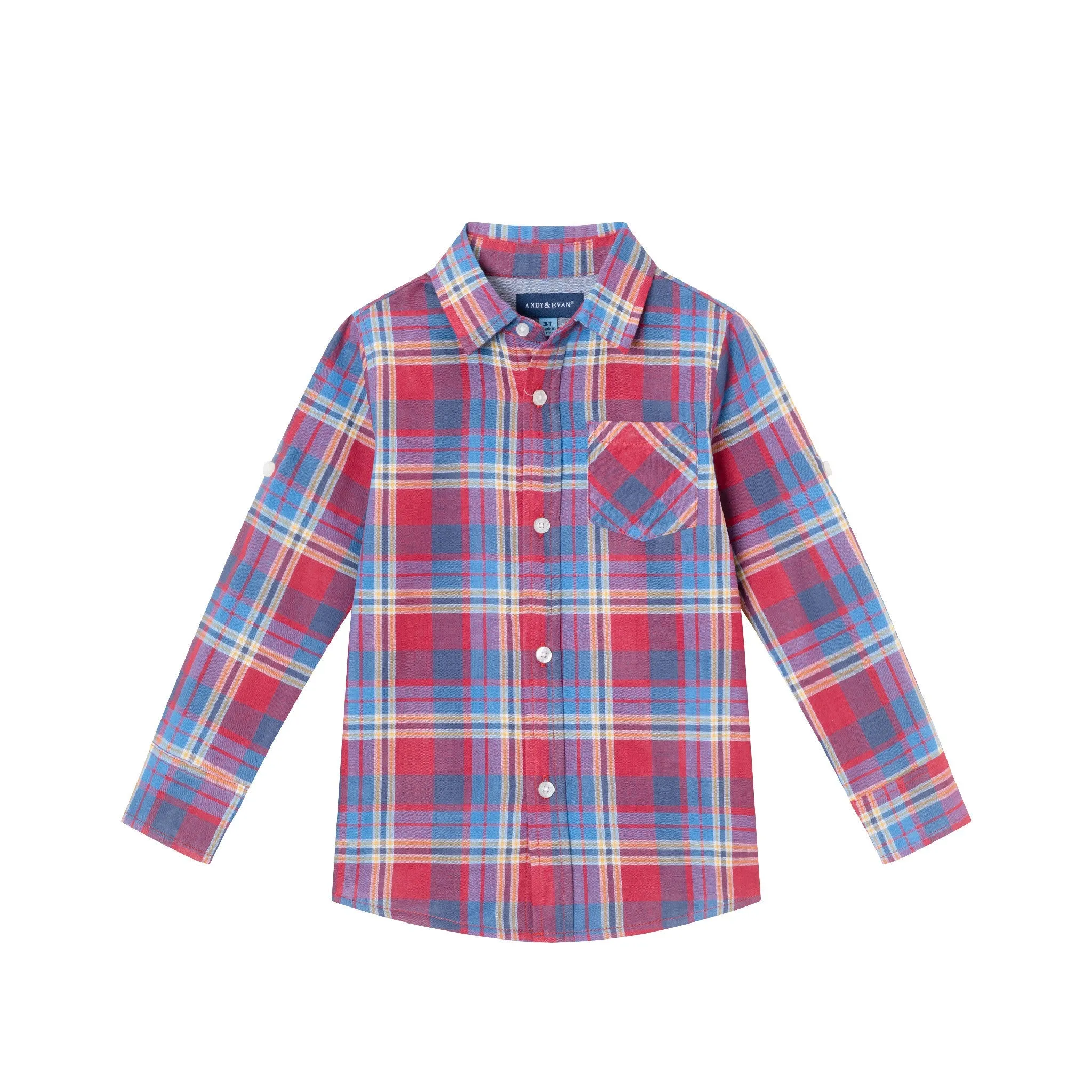 Kids Two Faced Buttondown Shirt | Maroon Plaid