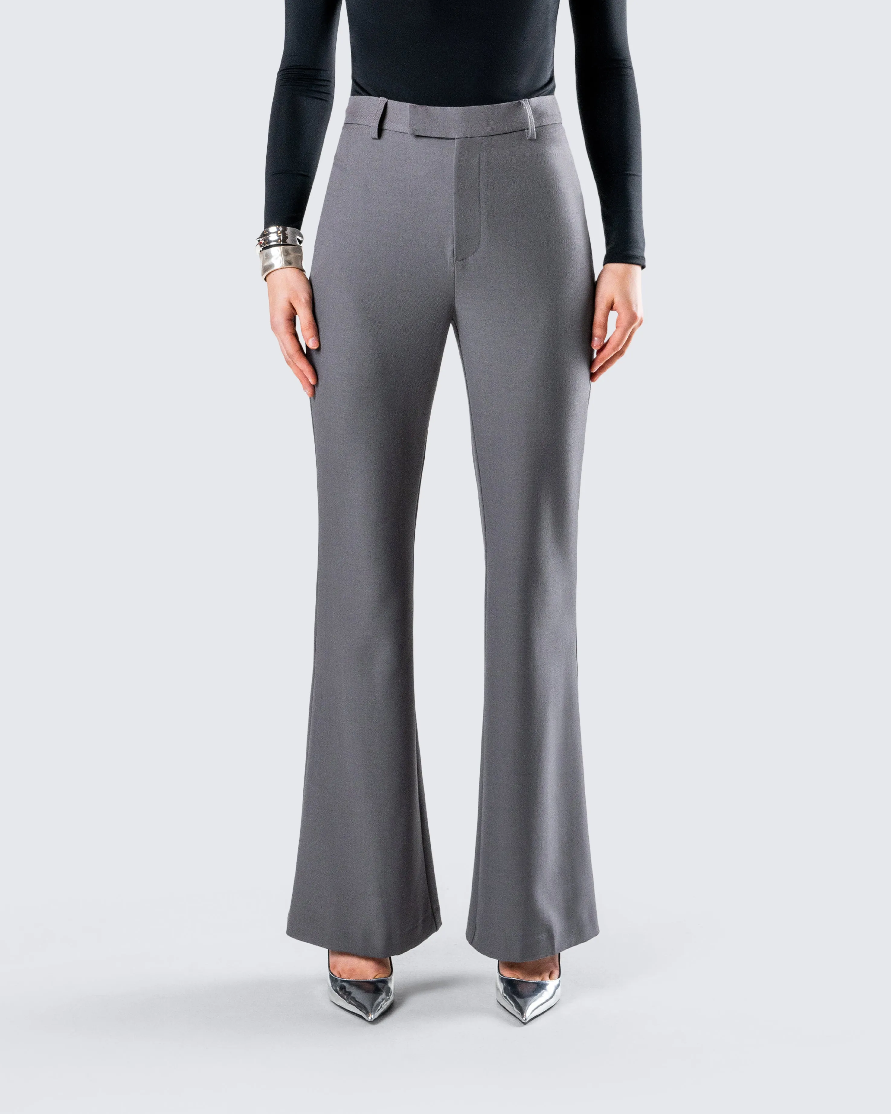 Kimberly Grey Flared Trouser Pant