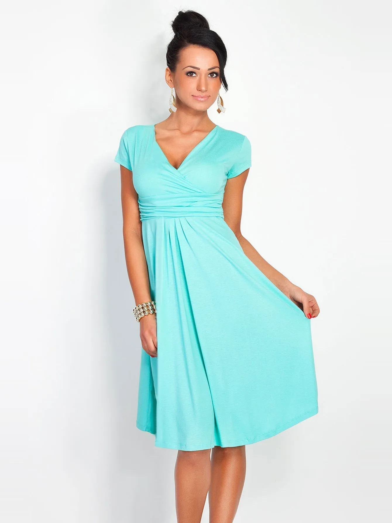 KittenAlarm - Solid V-neck Dress