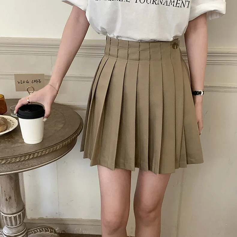 [Korean Style] 2 Color High Waist Pleated Mini Skirt