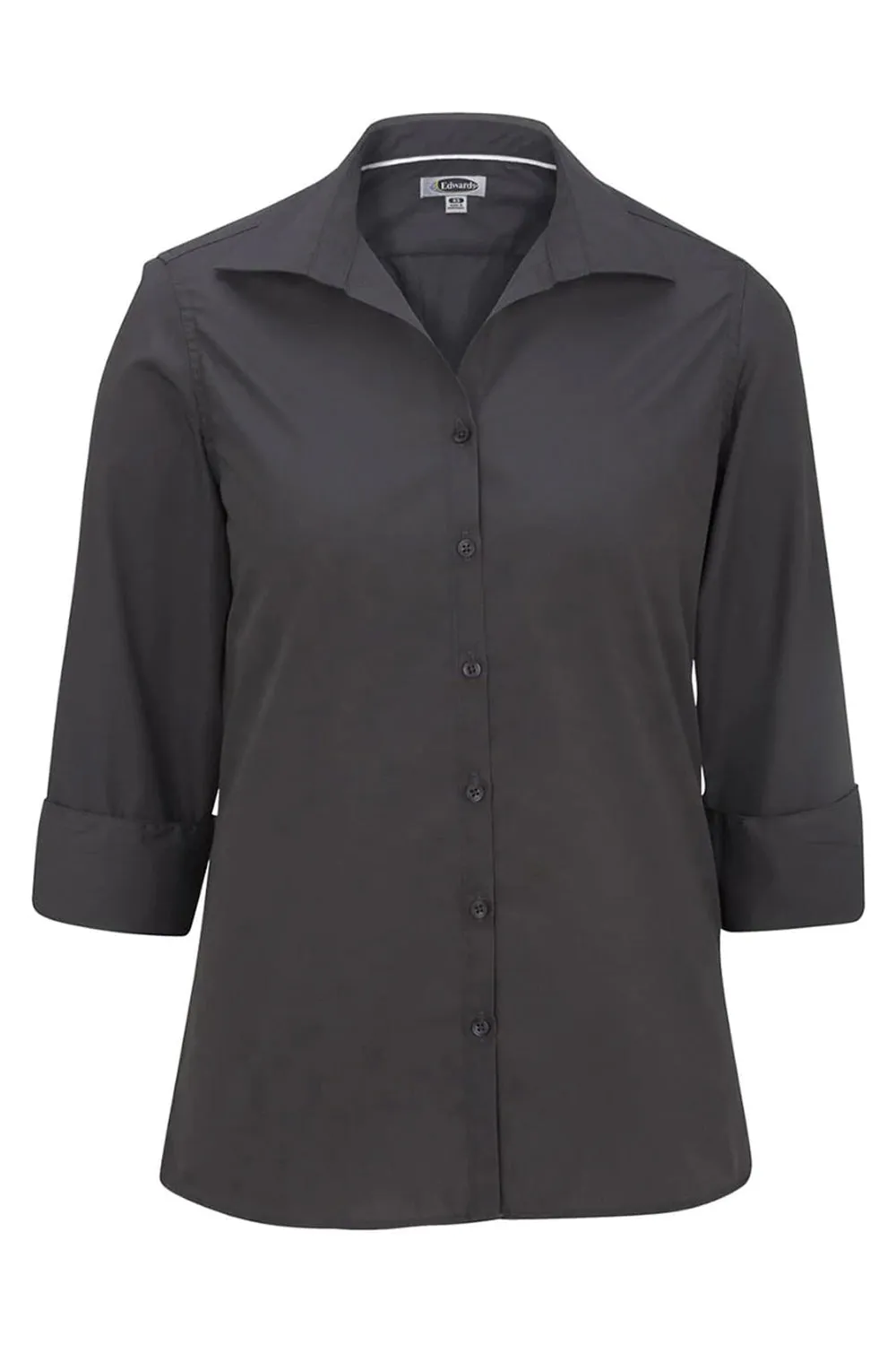 Ladies' 3/4 Sleeve Poplin - Steel Grey