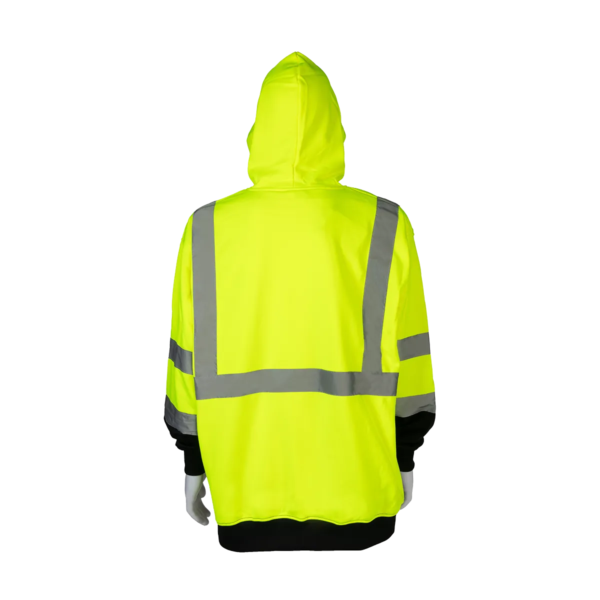 LBPUHSW-C3 ANSI 107-2020 Class 3 High-Vis LIME/Black Bottom Two Tone Pullover Hooded Sweatshirt