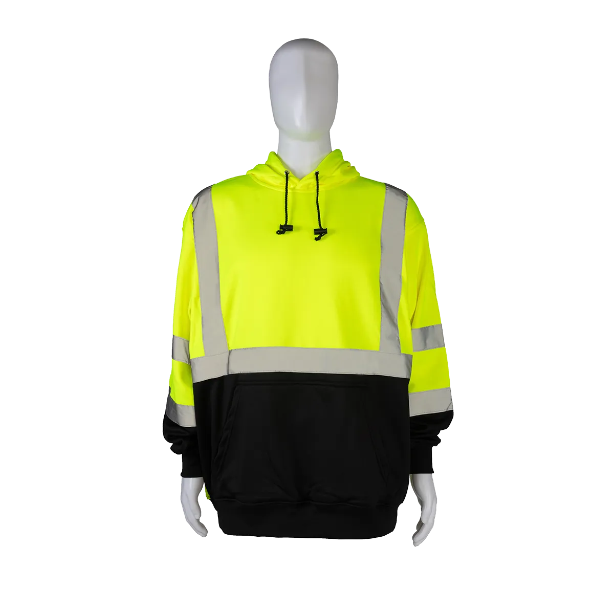 LBPUHSW-C3 ANSI 107-2020 Class 3 High-Vis LIME/Black Bottom Two Tone Pullover Hooded Sweatshirt