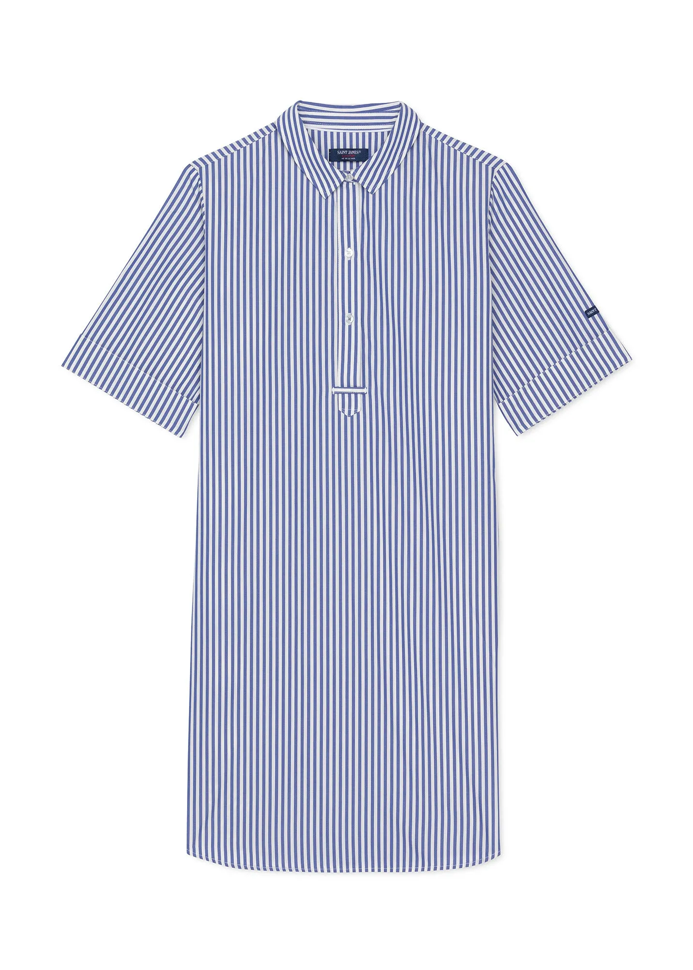 LEONIE - Pinstriped Shirt Dress in Organic Cotton (WHITE / BLUE)