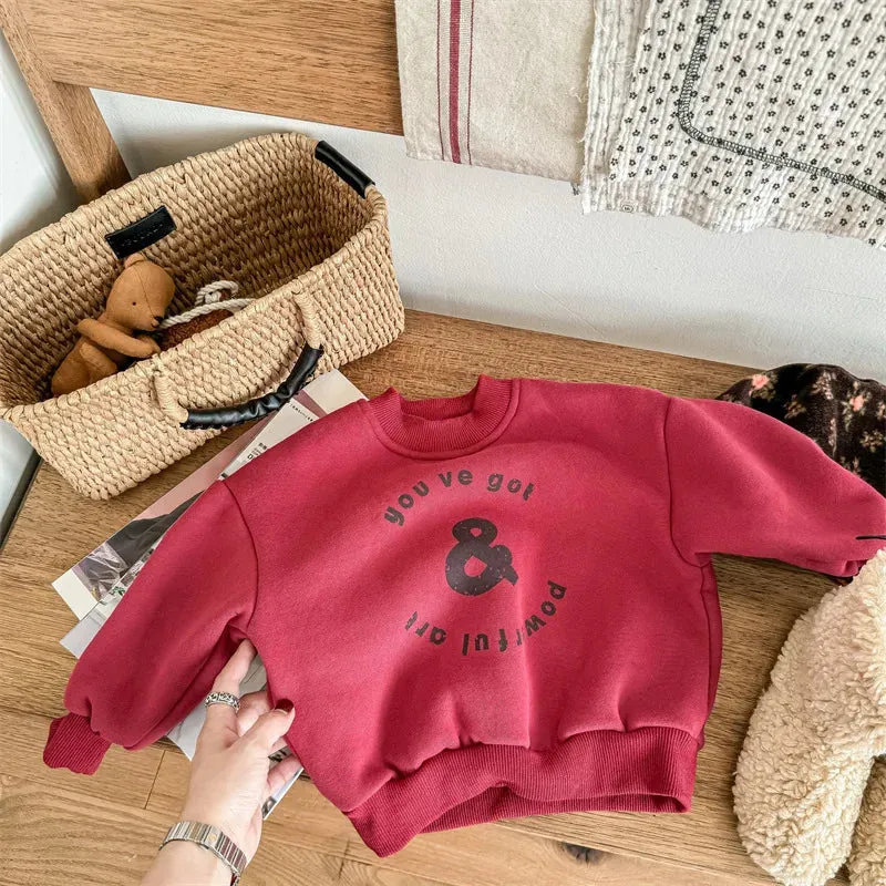 Letter-Print Warm Sweatshirt