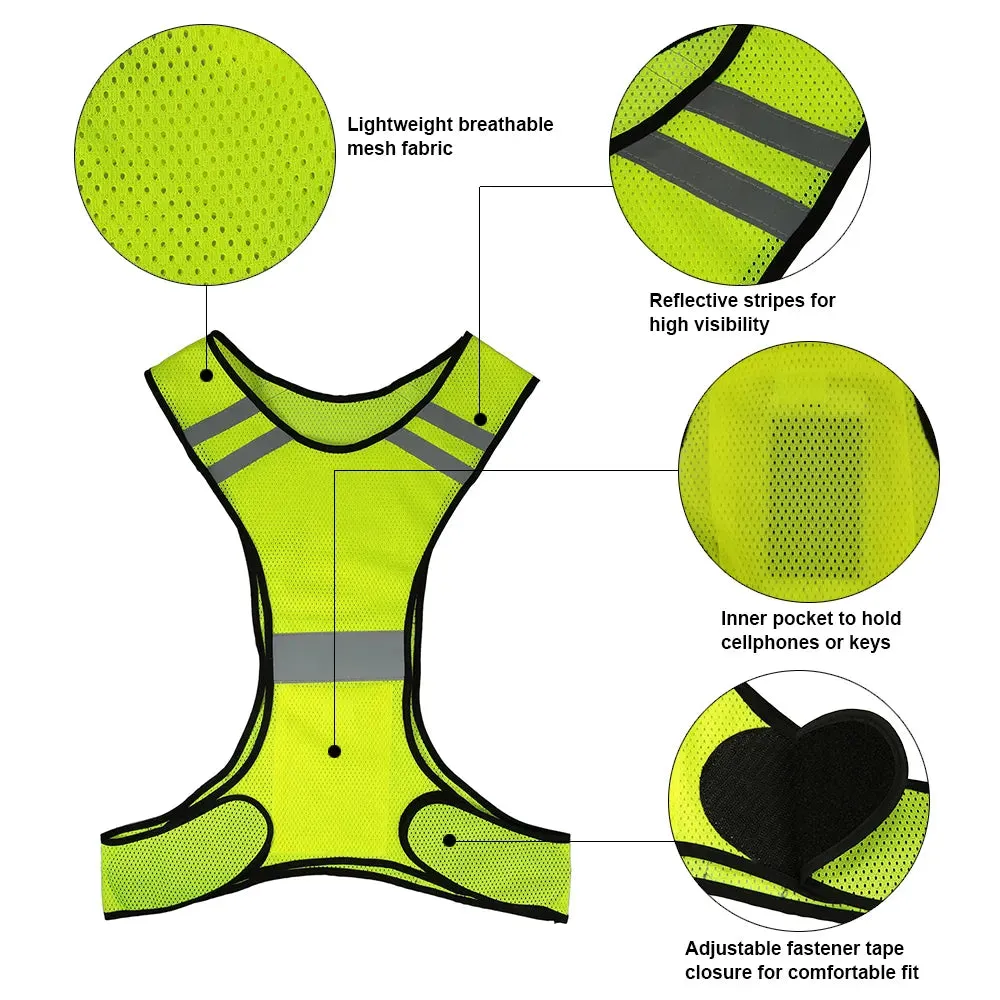 Lixada Lightweight Breathable Mesh Reflective Vest High Visibility Safety Vest Gear for Running Walking Cycling Jogging