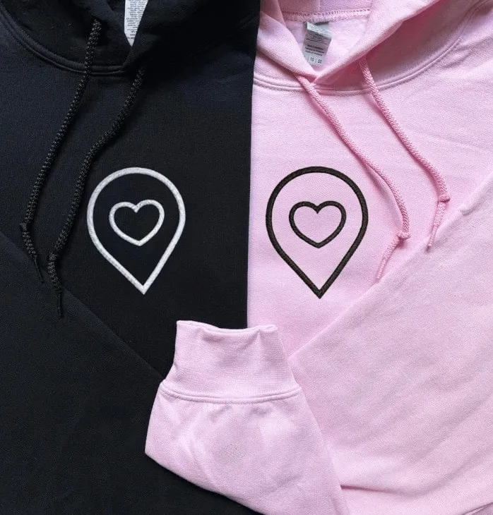 Location Heart Matching Couple Hoodies - Personalized Matching Sweatshirts For Couples