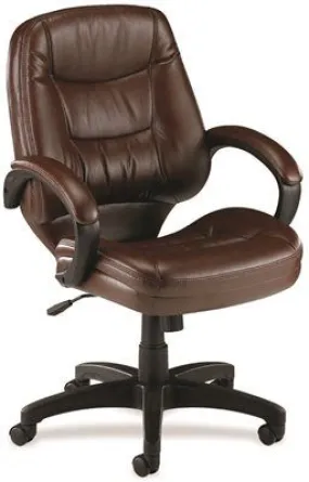 Lorell Westlake Mid-Back Management Chair Leather Seat Brown