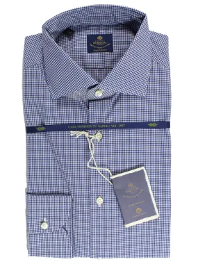 Luigi Borrelli Dress Shirt White Navy Mini Check 38 - 15 Royal Collection SALE