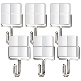 MAGTSMEI Heavy Duty Magnetic Hooks for Refrigerator, 30LBS Neodymium Magnets Hooks Strong Magnetic Hooks for Hanging, Magnet with Hooks for Locker, Kitchen, Cruise, Grill, BBQ, Garage, 6 Pack Silver