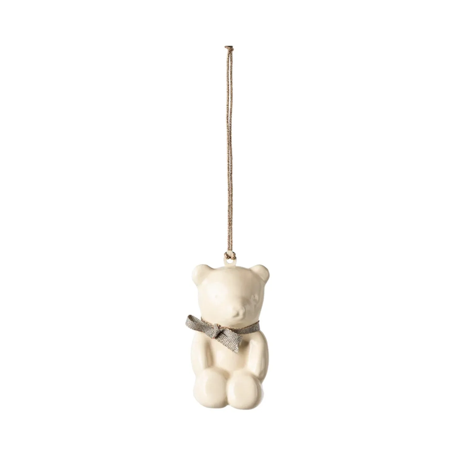 Maileg Metal ornament, Teddy bear - Off white/Blue