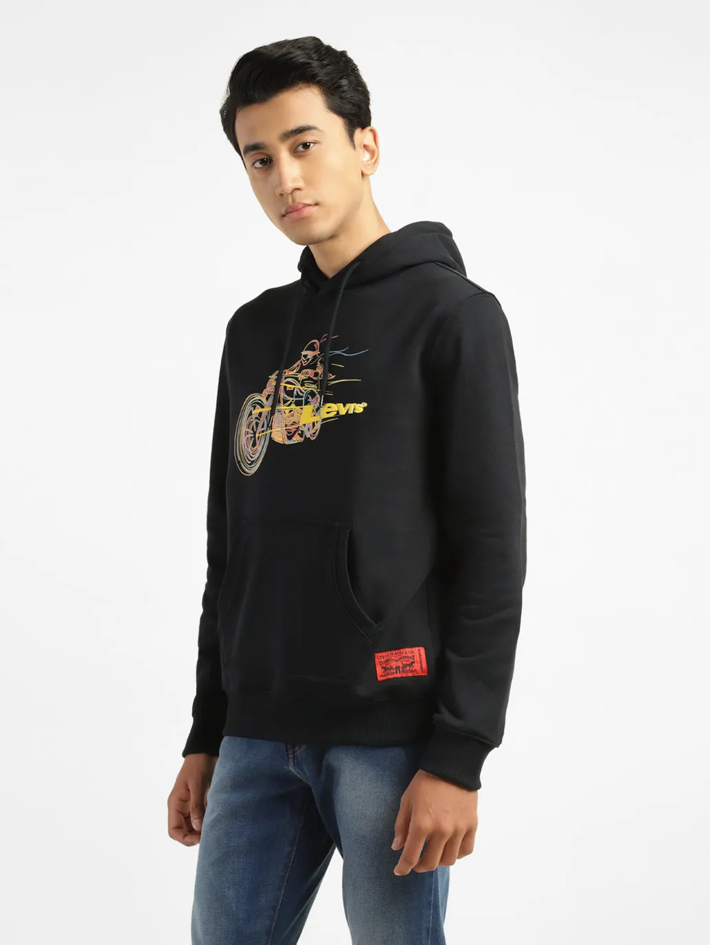 Men's Graphic Black Hooded Sweatshirt