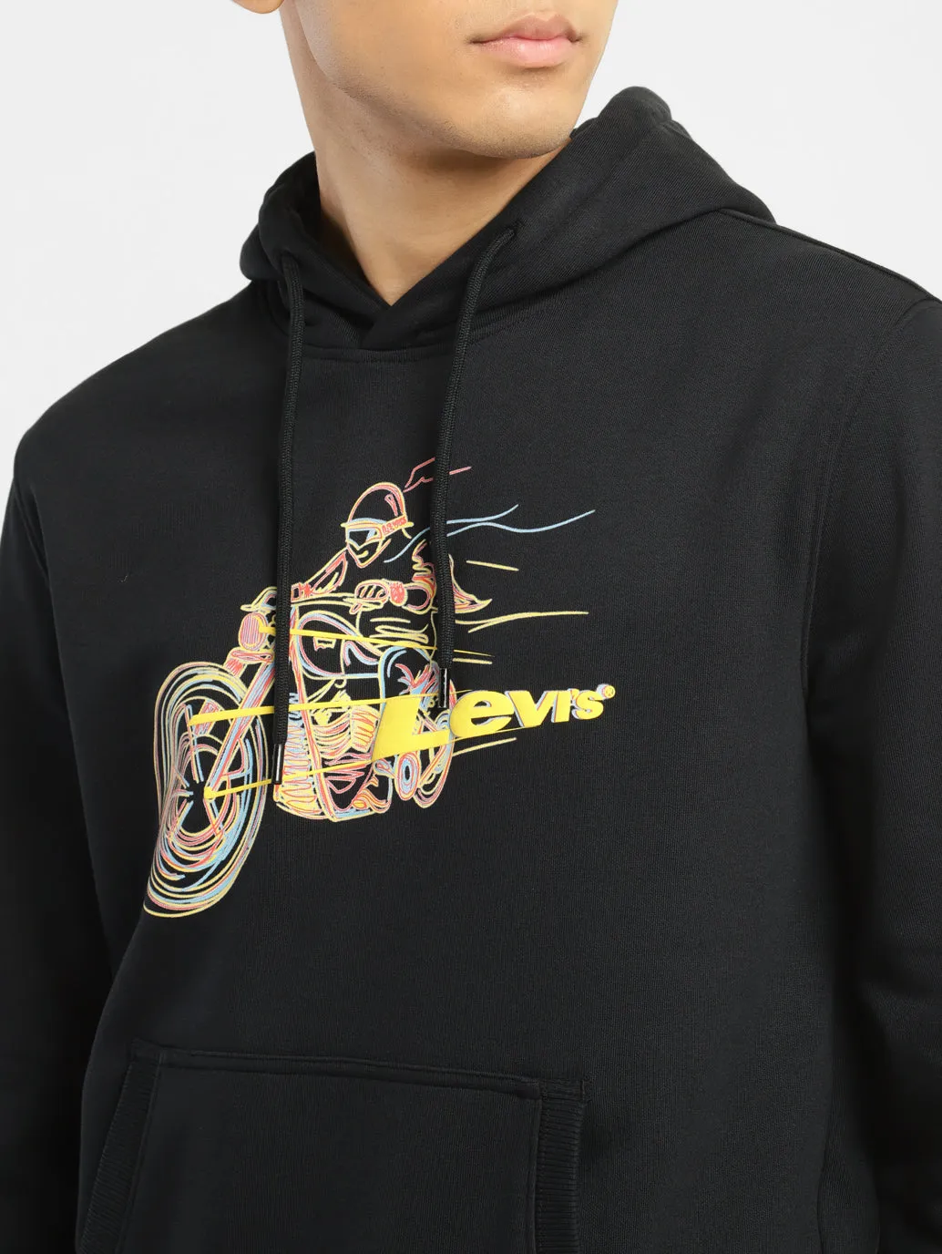 Men's Graphic Black Hooded Sweatshirt