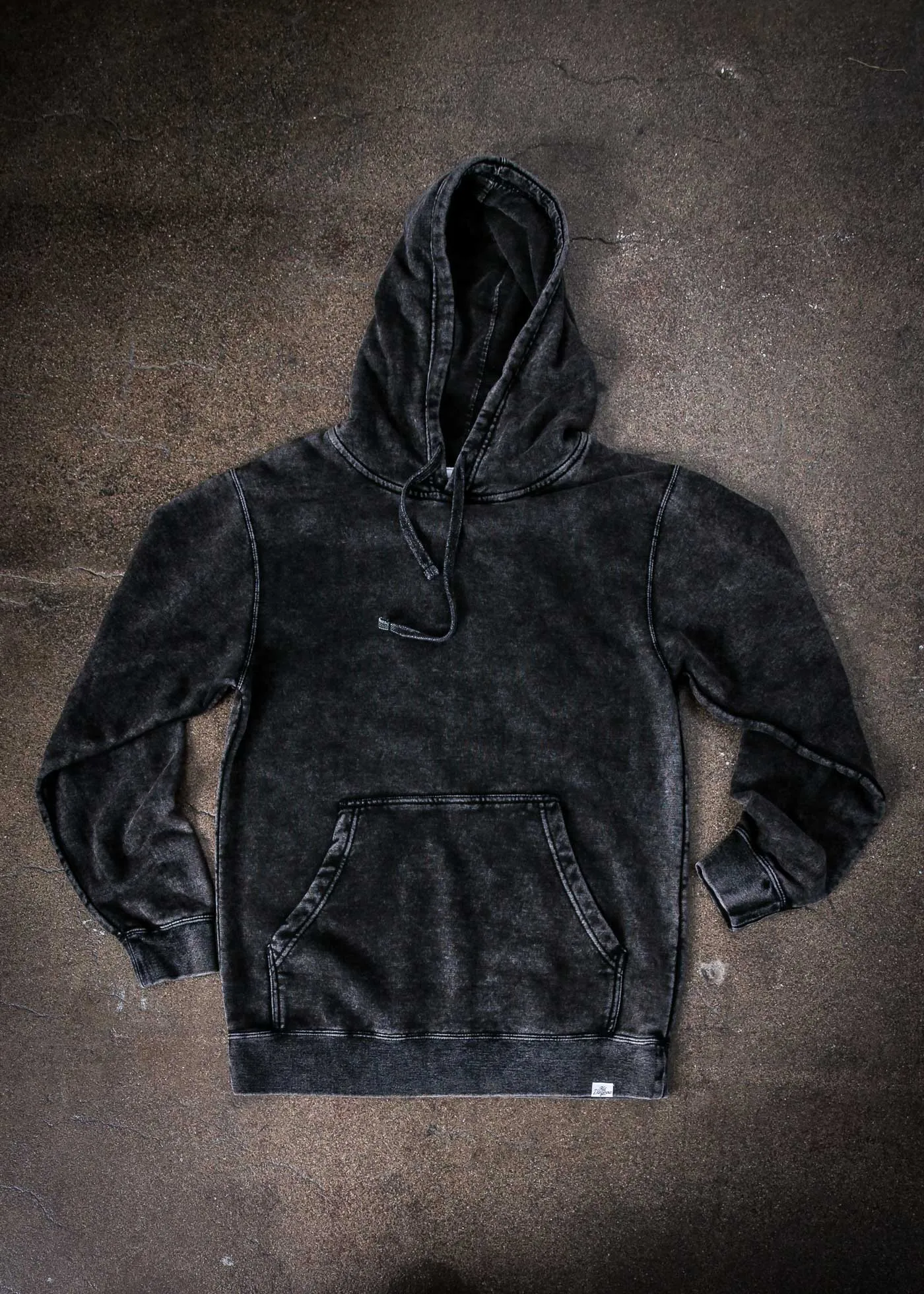 Men's Mineral Wash Black Pullover Hoodie