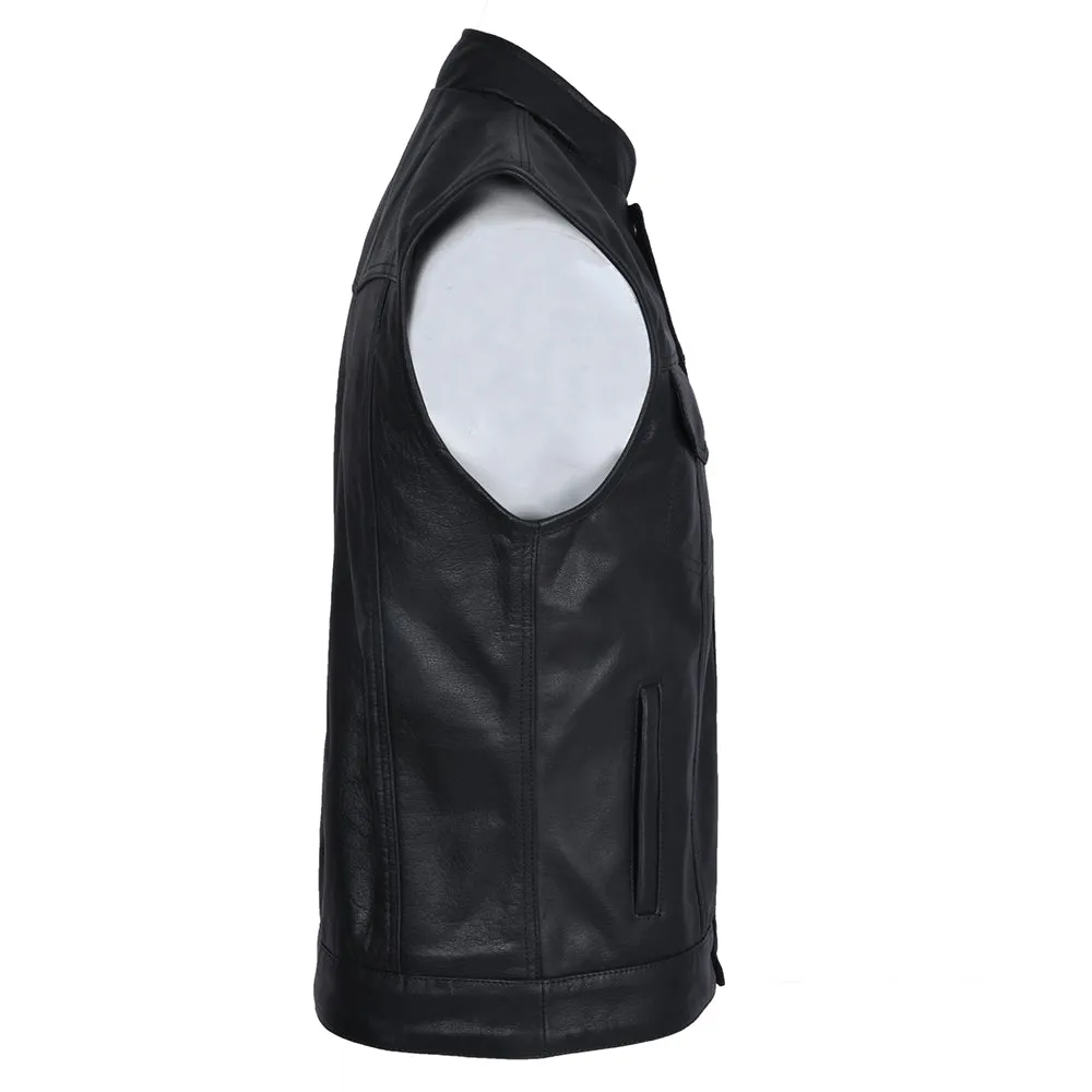 Mens Motorcycle Leather Club Vest