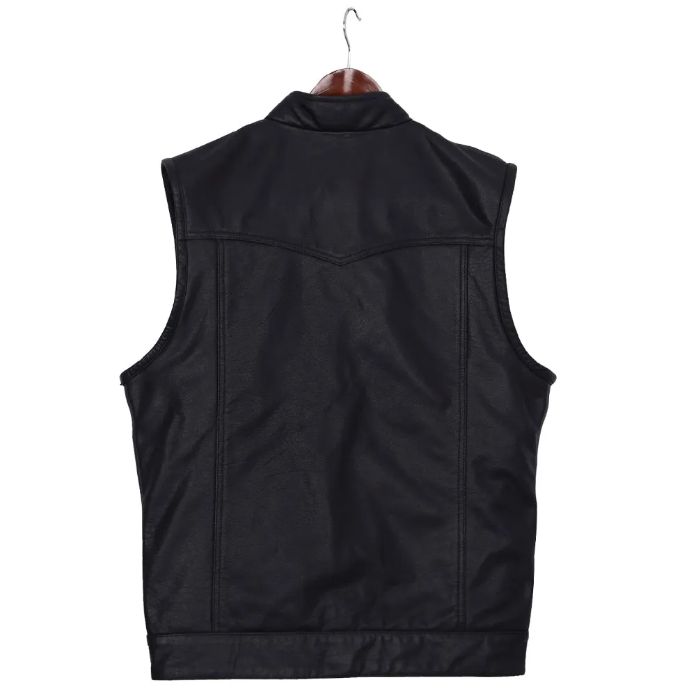 Mens Motorcycle Leather Club Vest