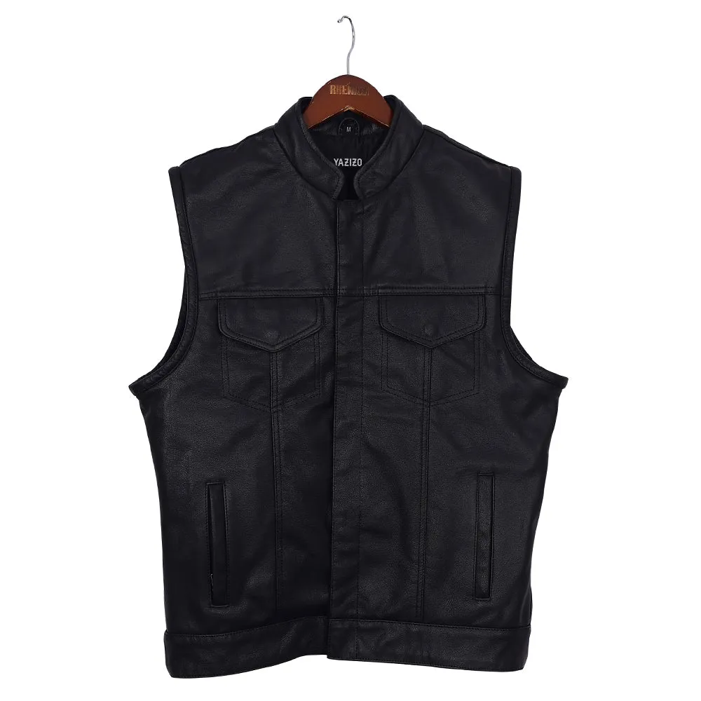 Mens Motorcycle Leather Club Vest