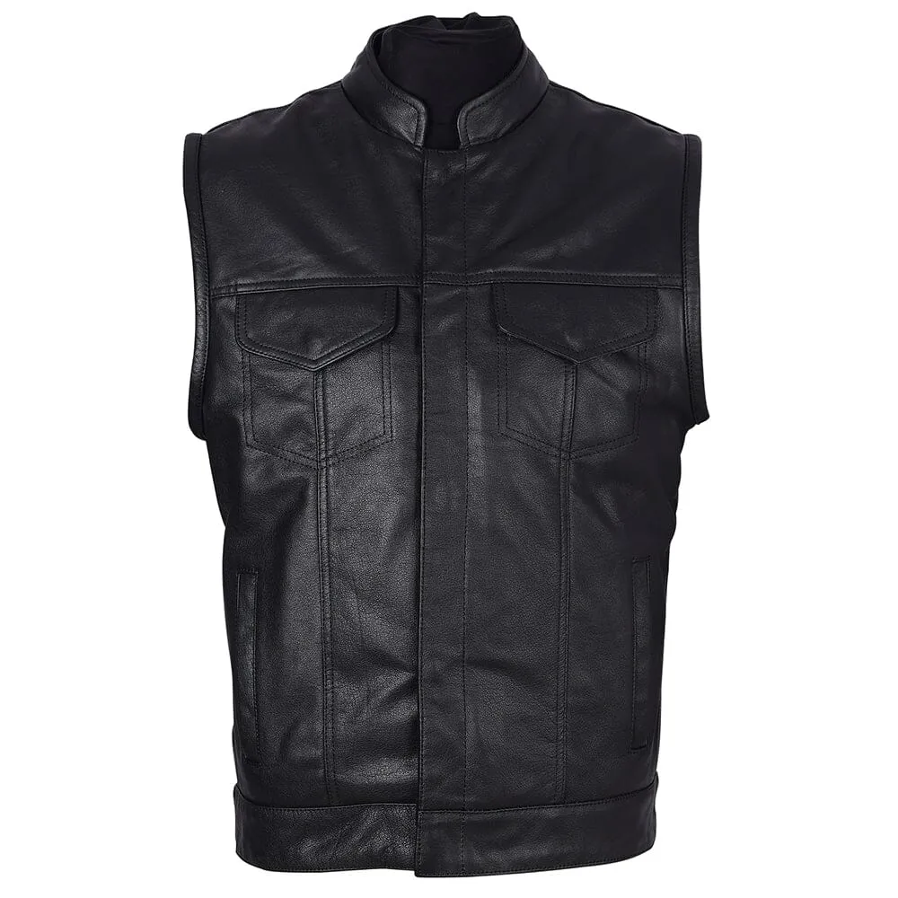 Mens Motorcycle Leather Club Vest