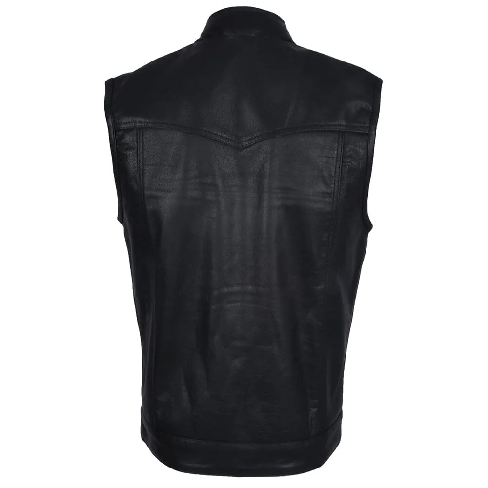 Mens Motorcycle Leather Club Vest