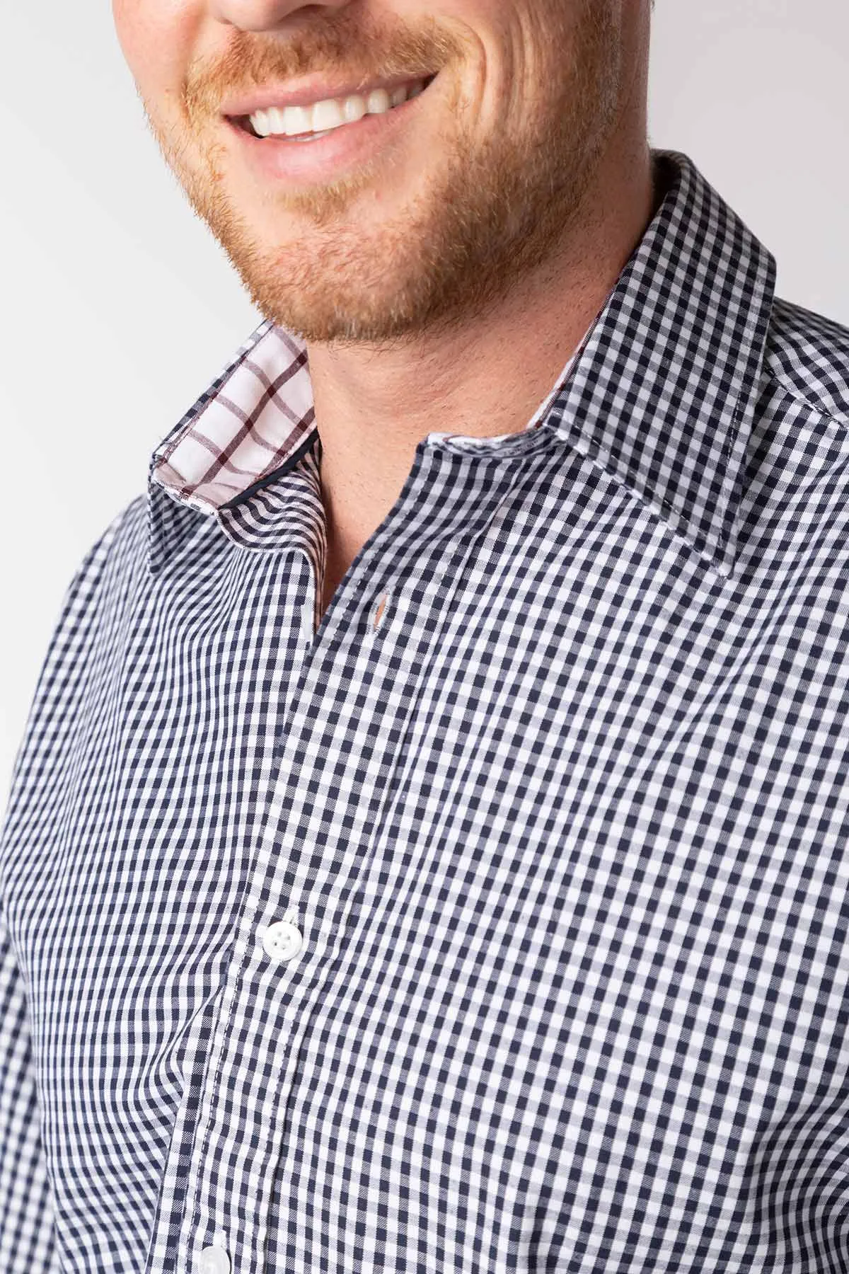 Men's Navy Gingham Shirt - Daniel II