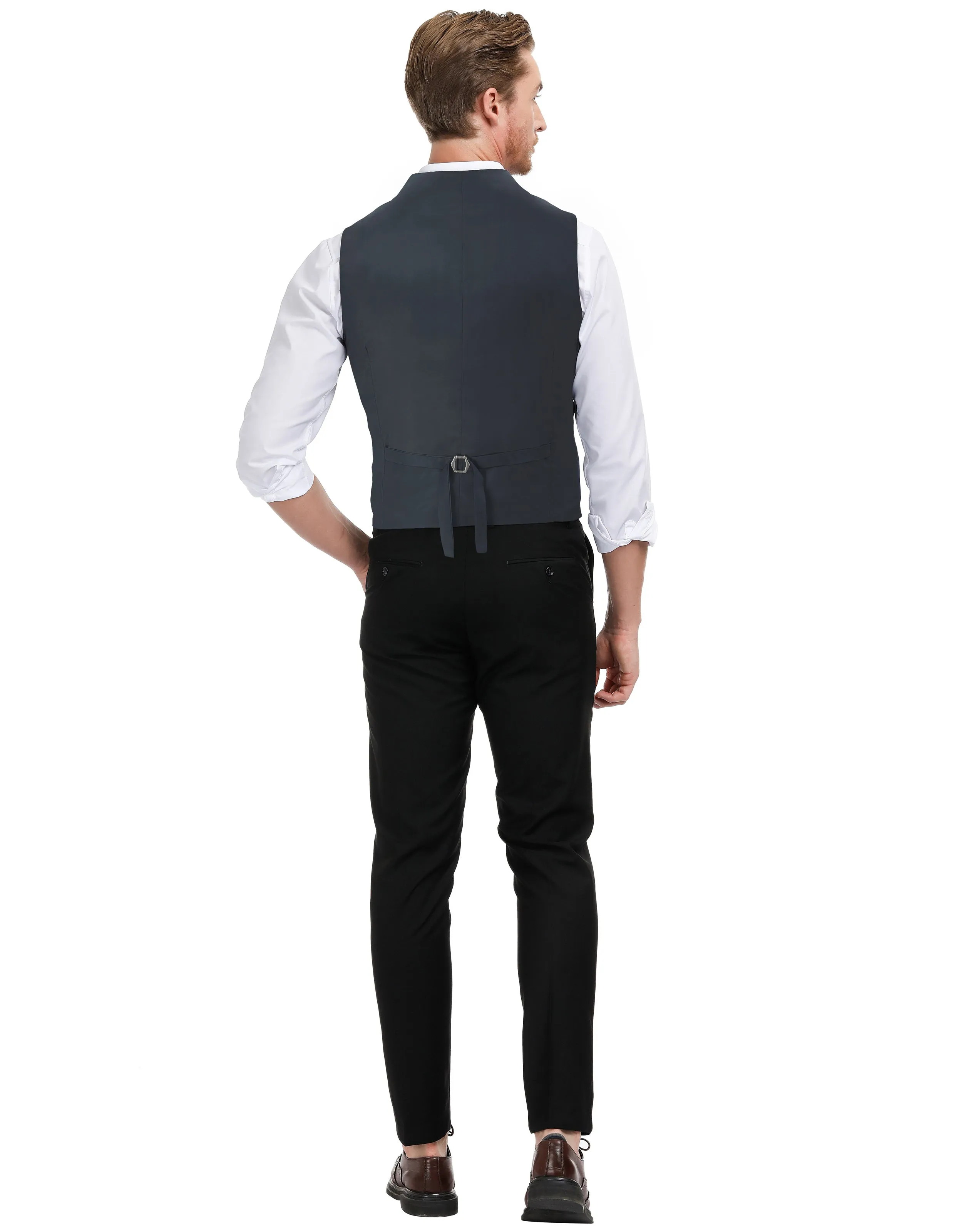 Men’s Slim Fit V-Neck Single Breasted Handkerchief Hem Waistcoat Vest Coat