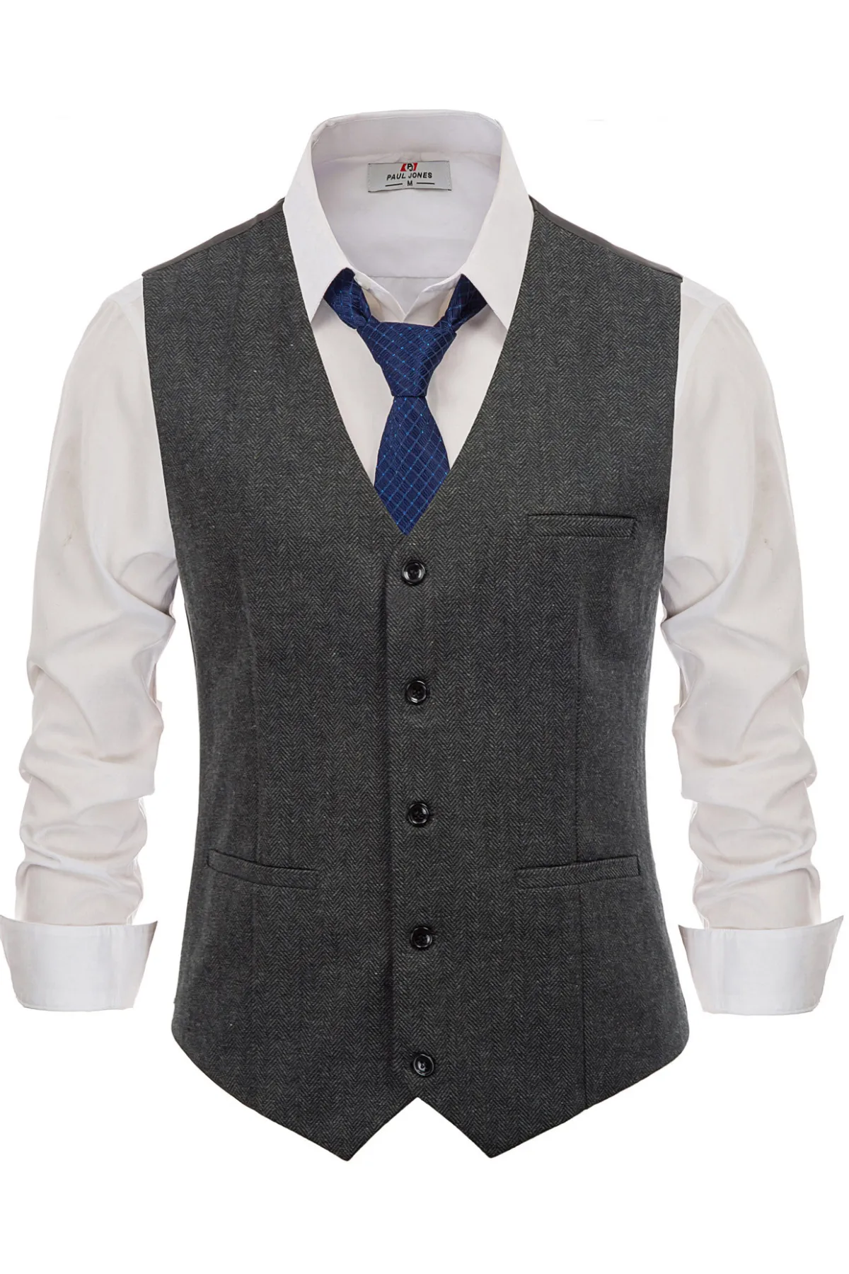 Men’s Slim Fit V-Neck Single Breasted Handkerchief Hem Waistcoat Vest Coat