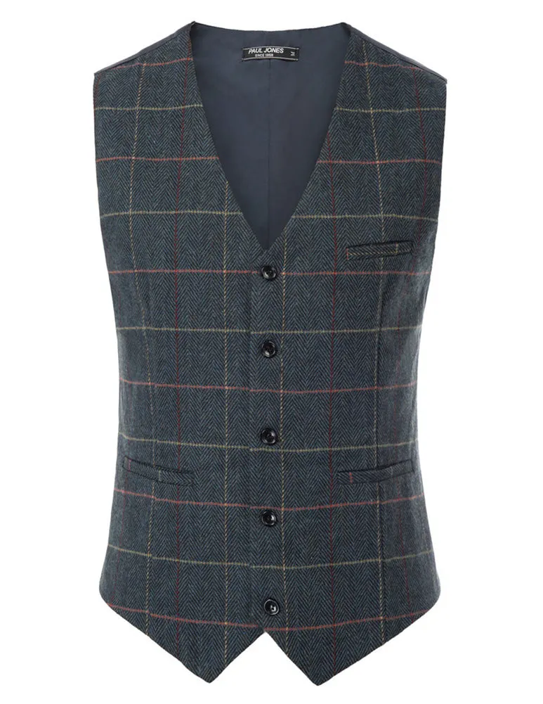 Men’s Slim Fit V-Neck Single Breasted Handkerchief Hem Waistcoat Vest Coat