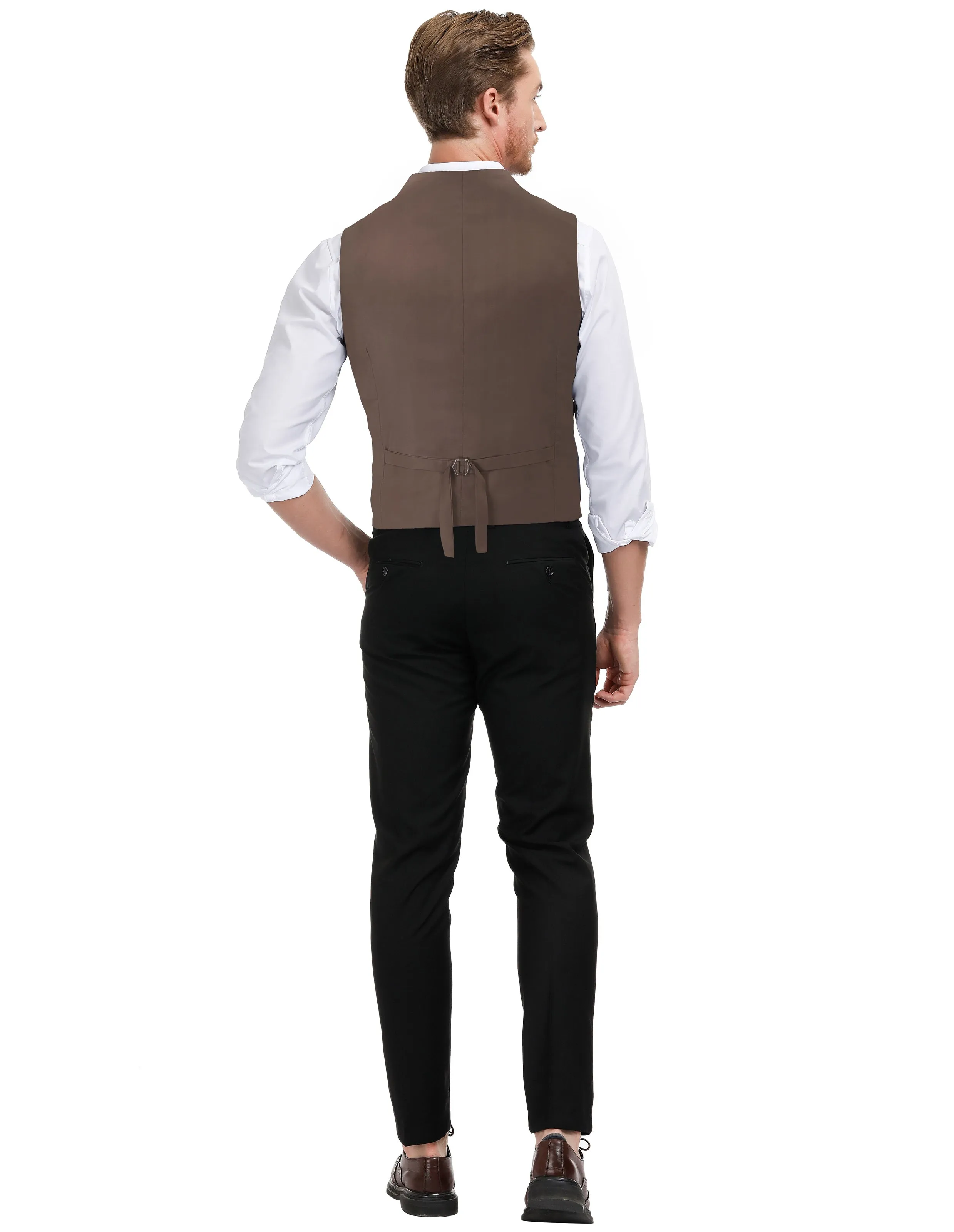 Men’s Slim Fit V-Neck Single Breasted Handkerchief Hem Waistcoat Vest Coat