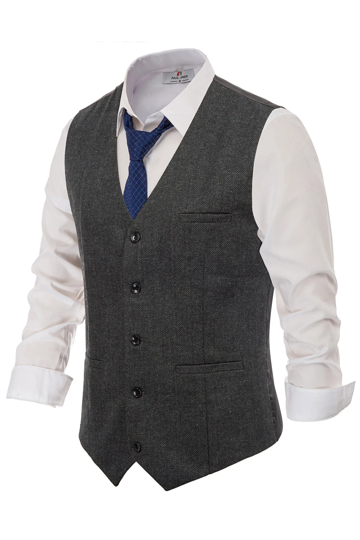 Men’s Slim Fit V-Neck Single Breasted Handkerchief Hem Waistcoat Vest Coat