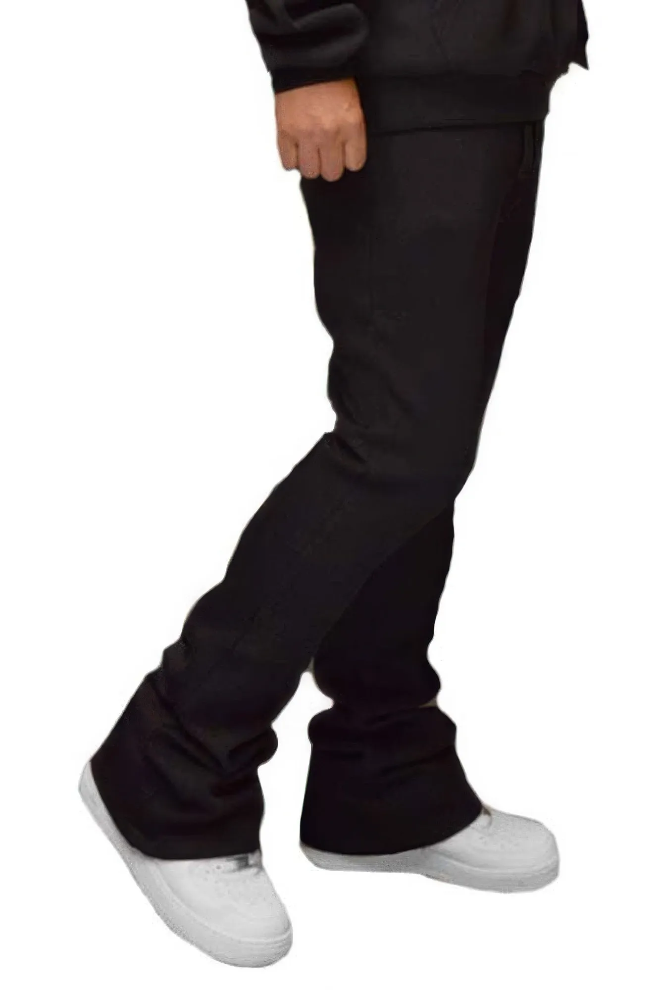 Men's Solid Stacked Flared Sweat Pants