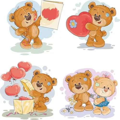 MINISHA ENTERPRISE'S Teddy Bears Love Heart PVC Vinyl Wall Sticker 18X18 Inche