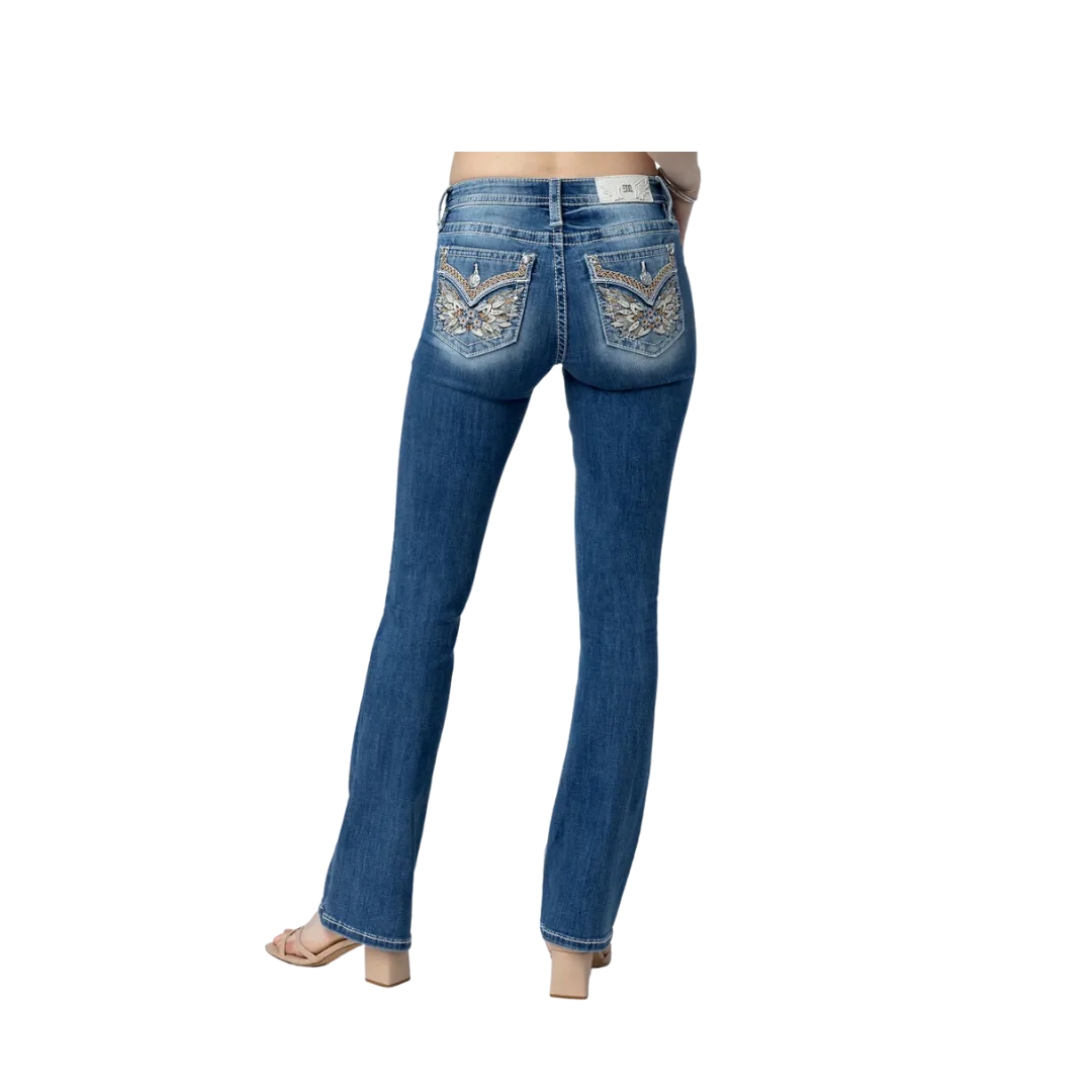 Miss Me Women's Warm Wings Bootcut Light Wash Jeans