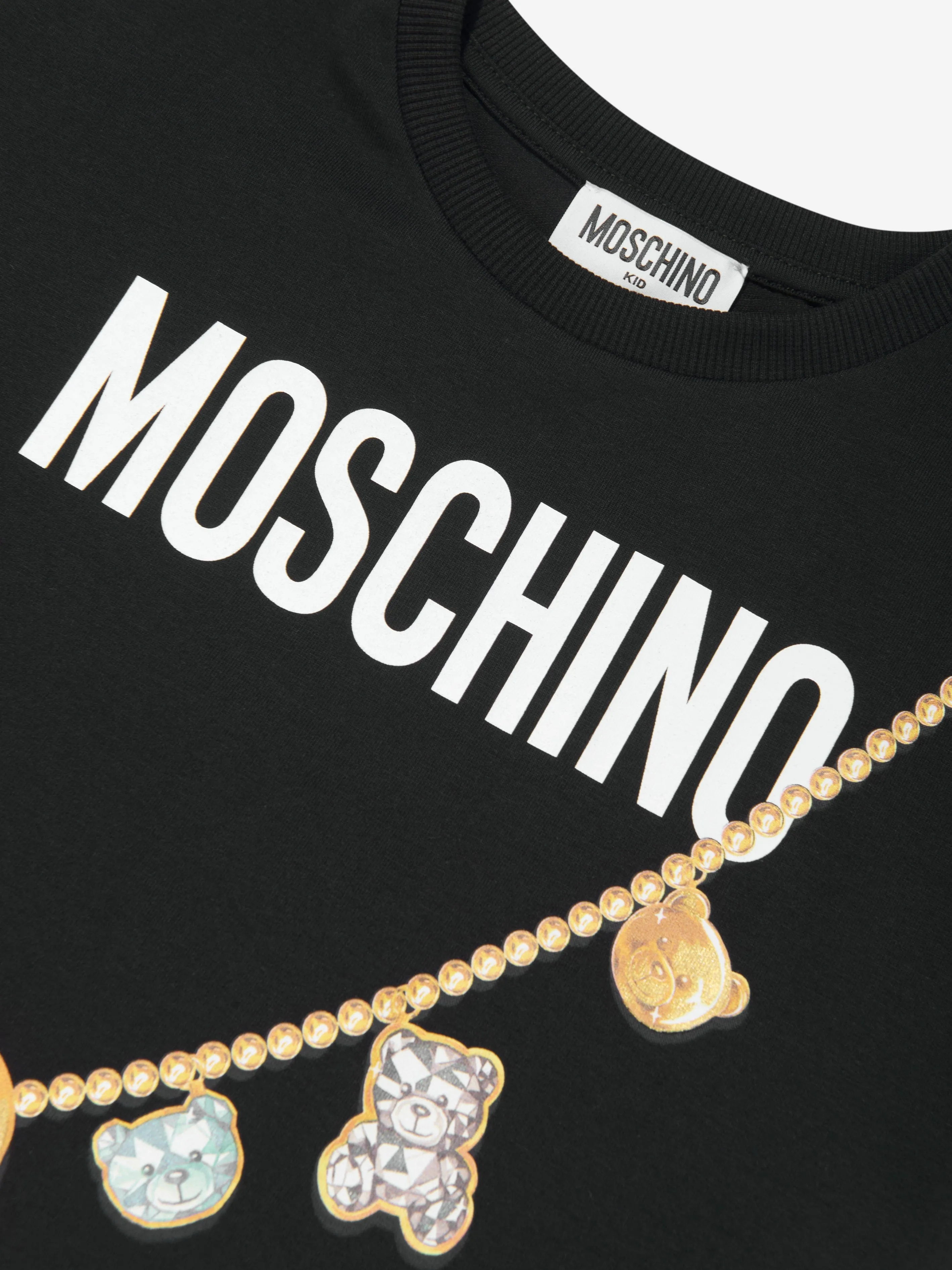 Moschino Girls Teddy Bag Print T-Shirt in Black