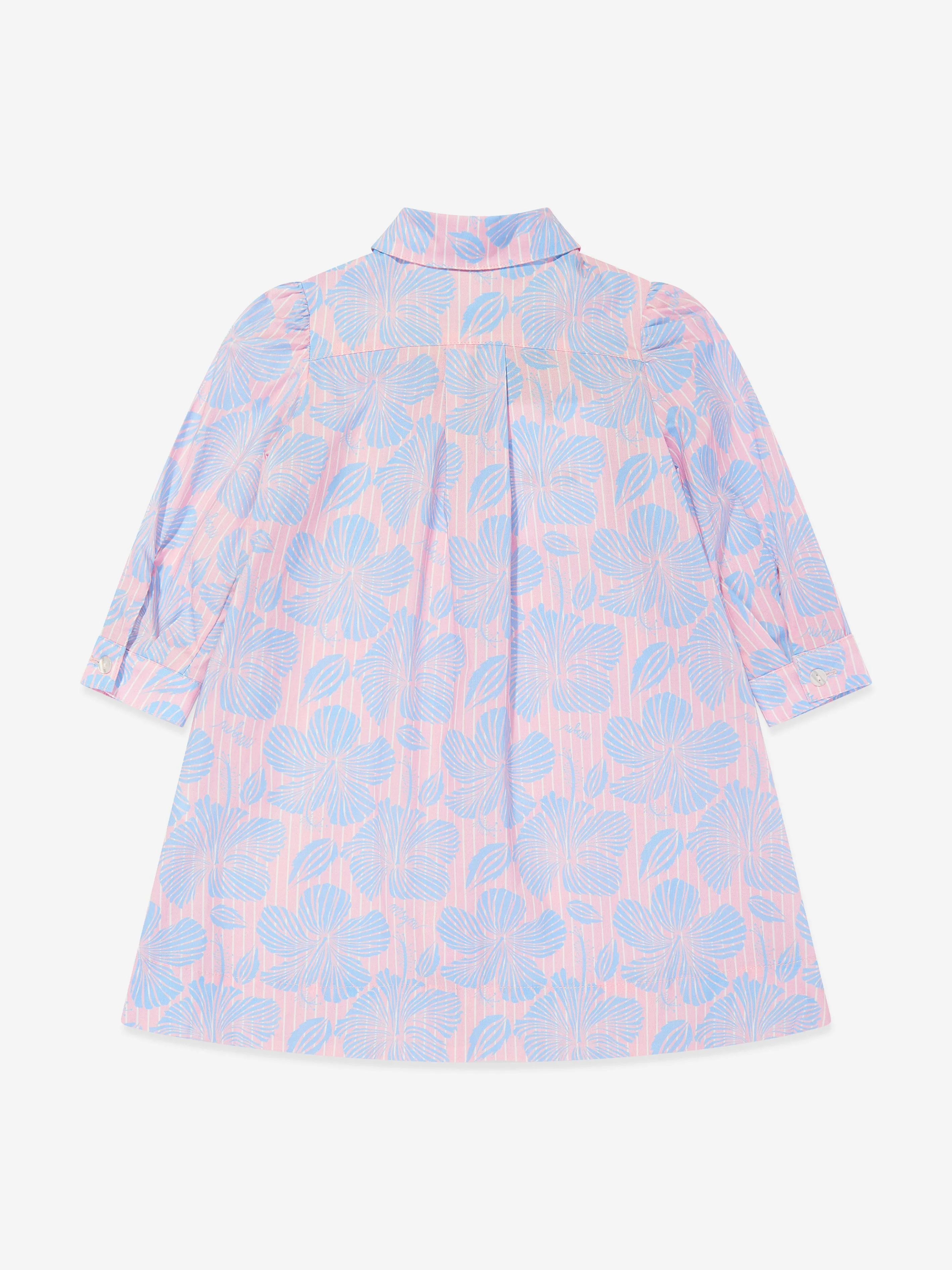 MSGM Girls Poplin Shirt Dress in Blue