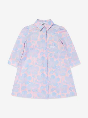 MSGM Girls Poplin Shirt Dress in Blue